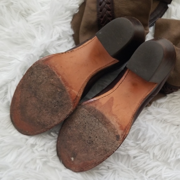 Frye Brown Leather And Canvas Boots - Picture 5 of 8